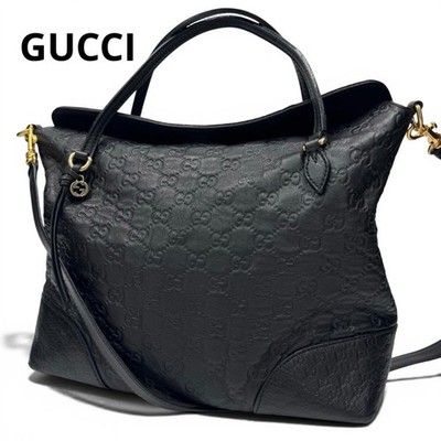 GUCCI Guccissima Bree Leather 2WAY Hand Bag Black Shoulder Bag Japan