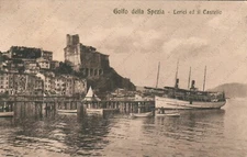 1915 LERICI Golfo della Spezia il Castello pier Postcard