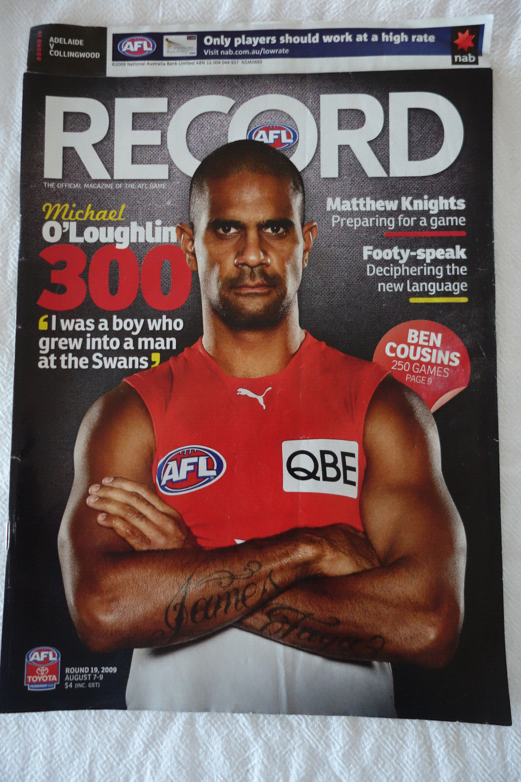 ADELAIDE ISSUE 2009 AFL FOOTBALL RECORD ADELAIDE v COLLINGWOOD RD 19 ...