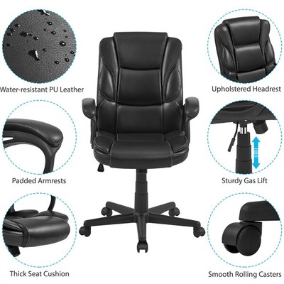 UKmart365 PU Leather Executive Office Chair - Black (SUOWWQ0001  