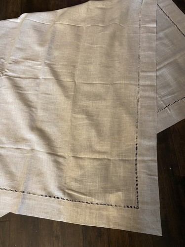 Saro Lifestyle~65”x84” Linen Blend Toscana Tablecloth~Hemstitch Border~Natural - Picture 2 of 8