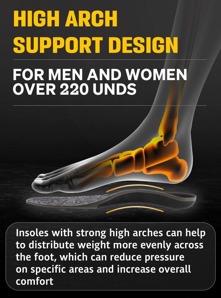 Plantar Fasciitis High Arch Support Insoles Men Women Orthotic Shoe
