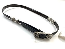 New Leather Western Belt Womens Size Small/Medium Black Silver Buckle