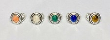 Sterling Silver Genuine Gemstone 10mm x 8mm Oval Stepped Cabochon Ring