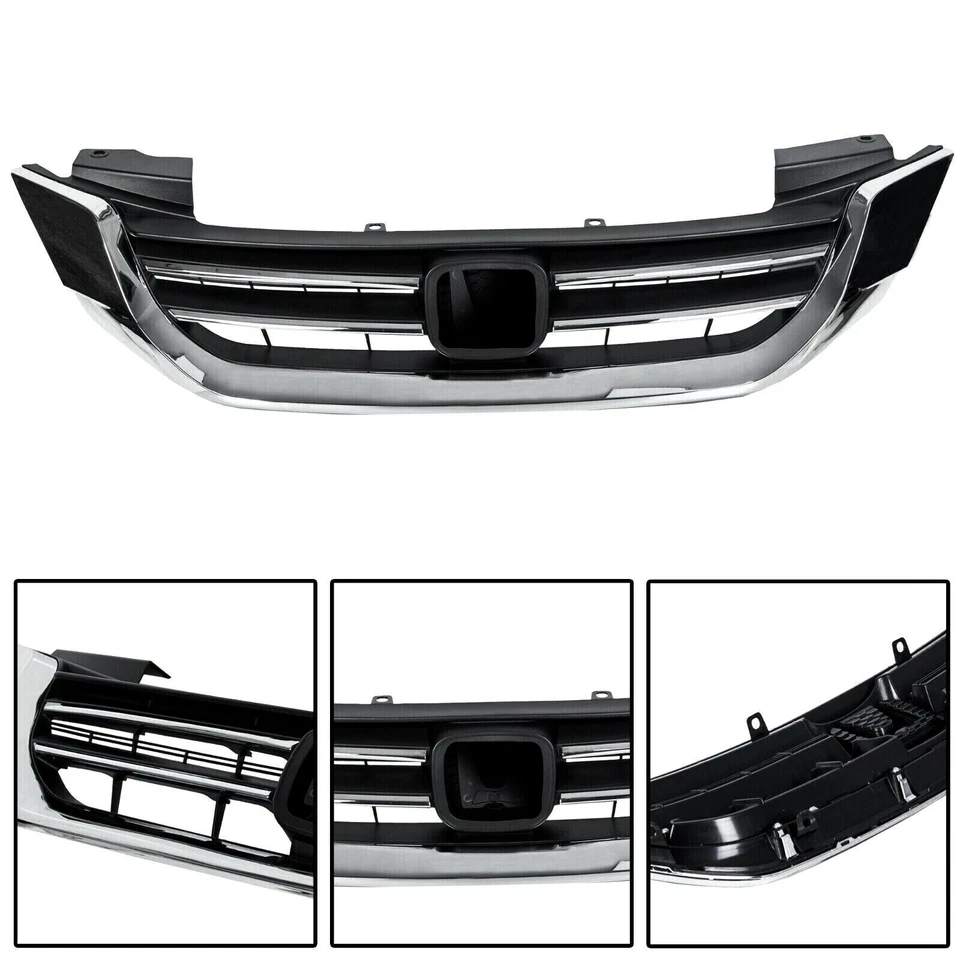 For Honda Accord 2013-2015 Chrome Front Upper Bumper Radiator Grille #HO1200214 - Image 3 of 4