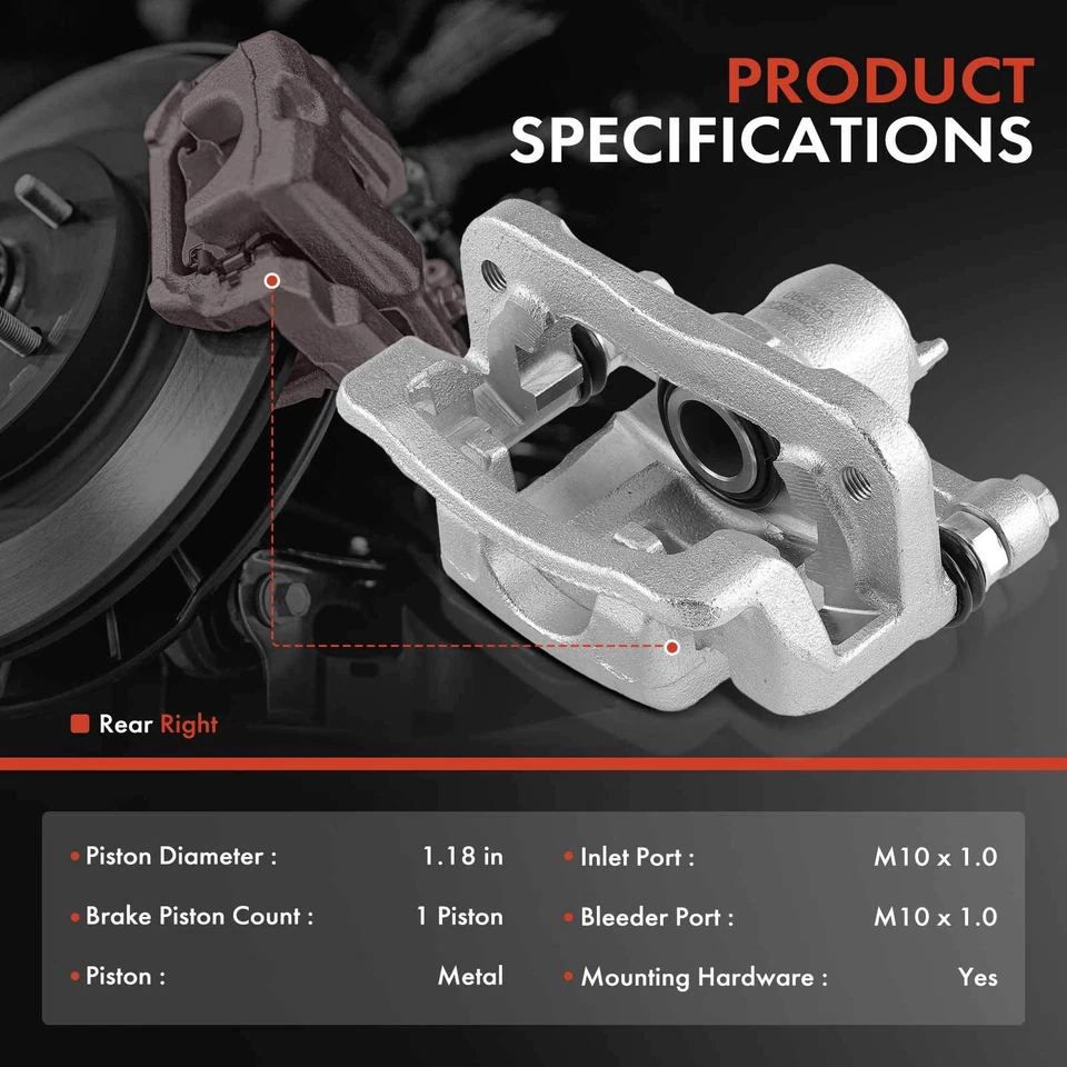 Brake Caliper w/ Bracket for Kia Soul 2010 2011 2012 2013 1.6L 2.0L Rear Right - Image 2 of 4