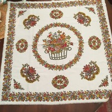 Vintage GLORIOUS-Italy Floral Bohemian Square Scarf NEW w TAG 30"x31"