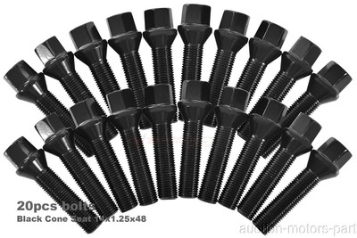 10pcs Long Extended Bolts Black Cone Seat m12x1.5x48 For BMW 525i E60 2004-2007 10pcs Long Extended Bolts Black Cone Seat m12x1.5x48 For BMW 525i E60 2004-2007