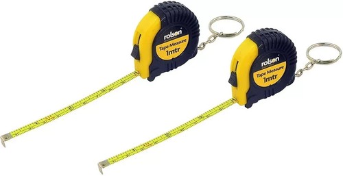 Rolson Tape Measure, 1 m - 2 piece Easy Retractable Mini Key chain New - Picture 2 of 5