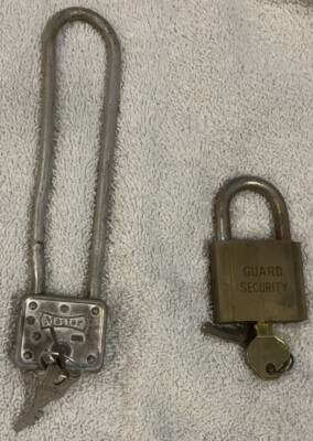 Lot Of 2: Vintage Locks- 1Guard Security Brass. 1Master Lock. Padlock 2Keys Each