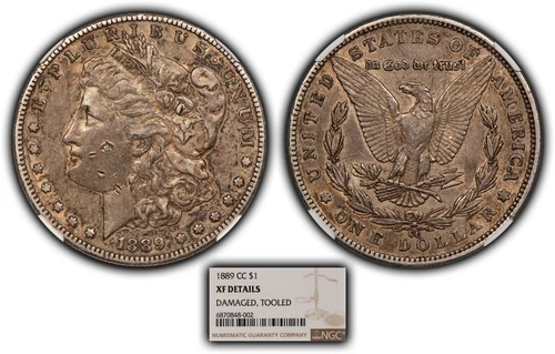 1889-CC $1 Morgan Dollar - Key Date Deep Patina w Luster - NGC XF Dets - B3909