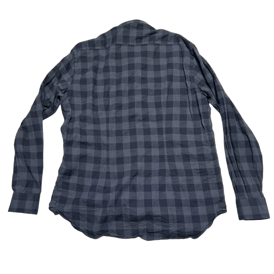 Camisa Culturata Para Hombre XL Negra Gris Cuadros Abotonada Manga Larga Italia Informal Foto 3 de 4