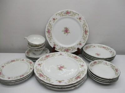 Style House Rose Baroque Fine China Pink Roses Japan 22pc