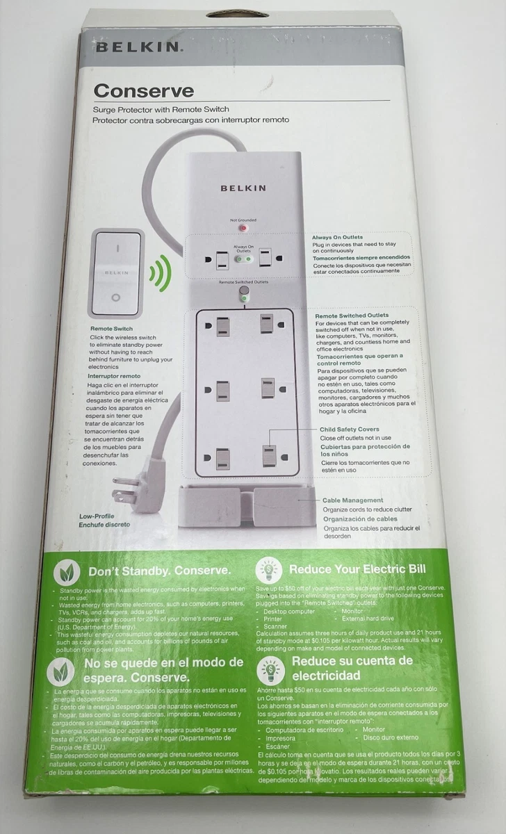 Belkin Conserve Switch Surge Protector With Remote Control, 45 OFF