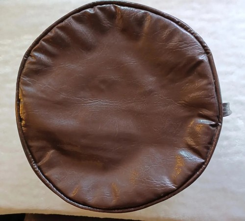 Vintage Brown Vinyl Bean Bag Ottoman Foot Stool RETRO MCM BOHO Decor - Picture 10 of 12
