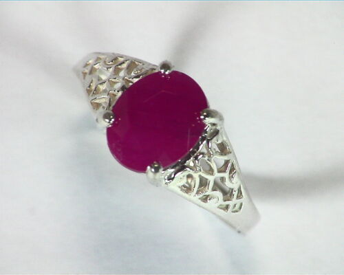 Natural Genuine Ruby Sterling Silver Fine Ring in a Antique Design RSS,464 - Picture 2 of 8