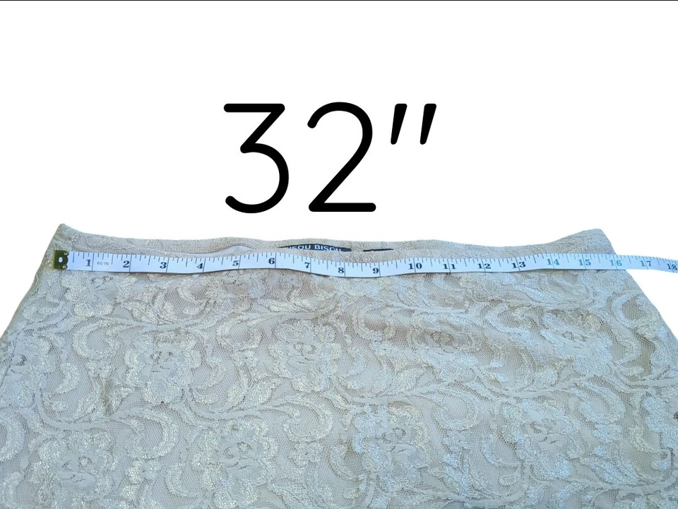 Saia de renda elástica feminina grande vintage anos 90 Bisou Bisou - Imagem 4 de 4