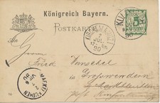 BAYERN "KULMBACH" K1 n. Großwendern via MARKTLEUTHEN / KIRCHENLAMITZ ABART 1890
