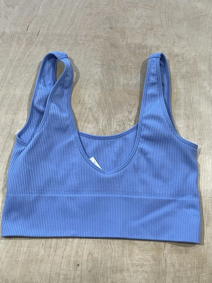Bralette sin costuras acanalado Gap Body talla grande azul Foto 4 de 4