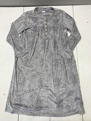 Aria Womens Grey Leopard Print Night Gown Size 2X
