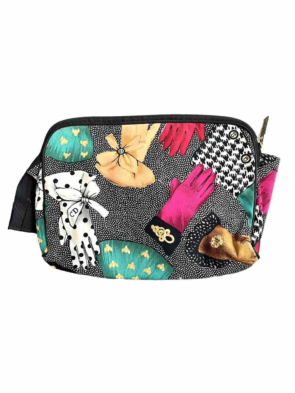 RARE Christian Dior Gants Impression CD Logo Cosmétique Vanity Bag Vintage