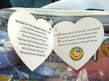 NEW SEALED 1999 Vintage TY Beanie Babies Official Platinum Membership Club Bag