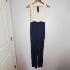 Vintage Dawn Joy Fashions Jumpsuit Women's 8 Two-Tone Navy Blue/Pink Made in USA