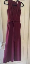 White House Black Market V-Neck Wide Leg Merlot Jumpsuit Sz. 00 NWOT