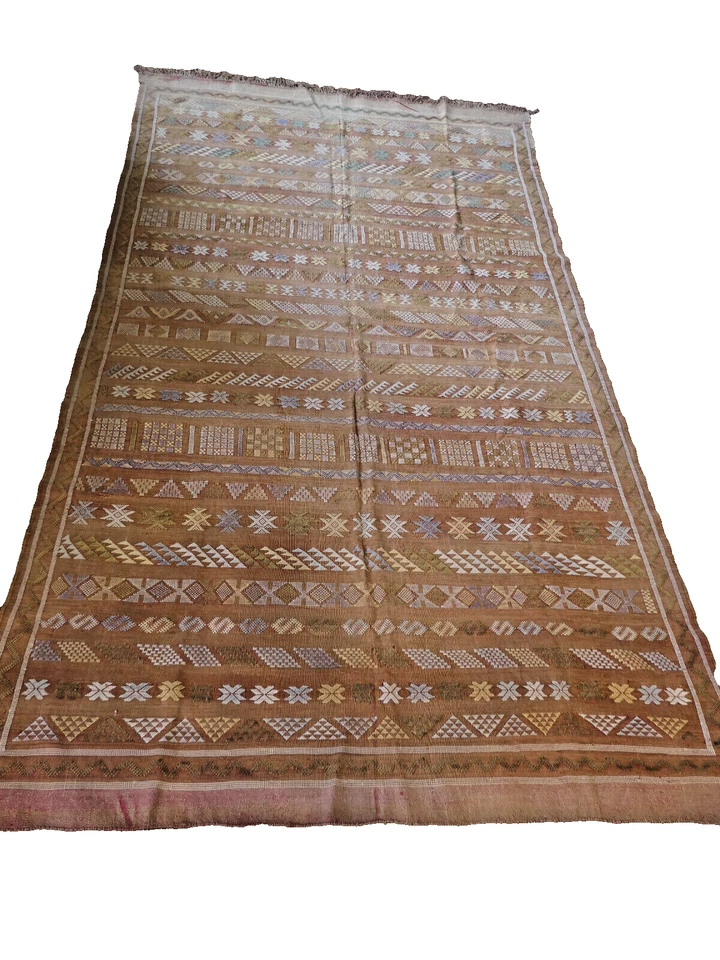 Tapis Kilim berbère en soie sabra fait main 250x140 cm - Photo 3/4