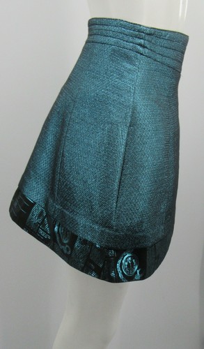Galliano junior blue/black metallic a-line skirt size 12 - Picture 2 of 3
