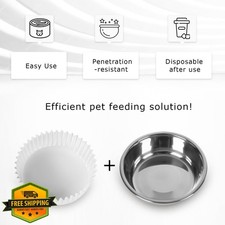 600pc Bulk Disposable Cat Bowls White Paper Puppy Kitten Small Dog Food