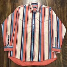 Wrangler Brushpopper Button Up Striped Shirt 17 1/2 X 35 XL