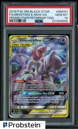 2019 Pokemon JPN Black Star Promo #SM191 Mewtwo & Mew Gx FA PSA 10 GEM MINT