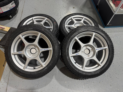 4 pcs Kosei K1 silver 15x7 4x100 +38 with 195/50/15 tires mounted