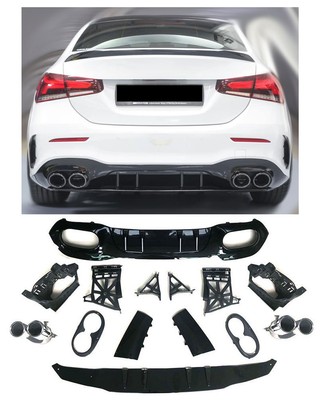 Diffuser + Exhaust Tips (chrome) for Mercedes A-Class V177 Limo | 2018-2026