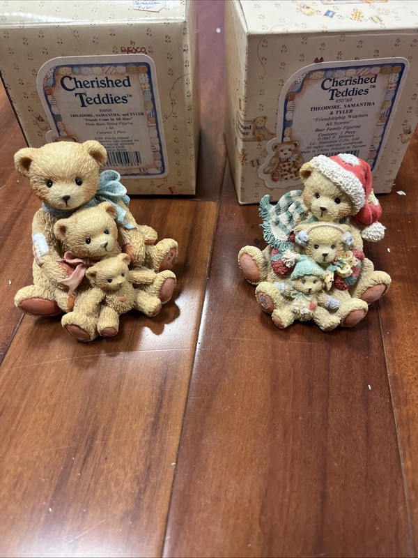 1991 And 1992 Editions Of Theodore, Samantha And Tyler Cherished Teddies