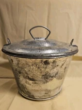 Antique Tin Steamed Pudding Bundt Jello Mold with Lid Farmhouse Kitchen Decor