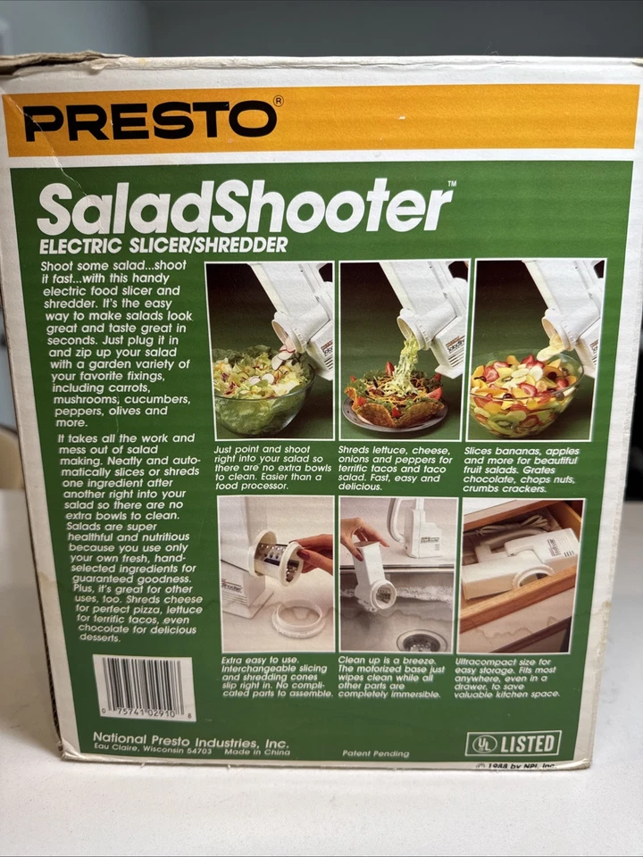 VTG Presto Salad-Shooter Electric Slicer/Shredder Kitchen Appliances Gadgets - Image 2 of 4