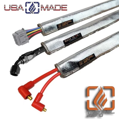 Metallic Heat Shield Sleeve Insulated Wire Hose Cover Wrap Loom Tube 1/2" 3 Ft - Image 1 of 4