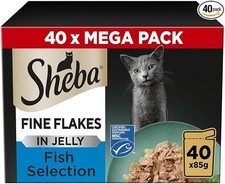 Sheba Fine Flakes in Jelly Fish Adult Cat Food Pouches 40 x 85g 6.16 per kilo