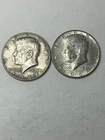 Pair Of 1967 Kennedy Half Dollars No Mint Marks . 40 Percent Silver .