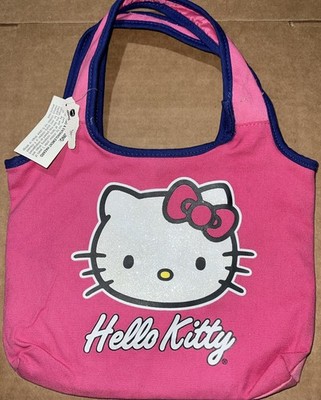 Hello Kitty Pink Canvas Tote Handbag with Snap and Zipped Inside Small Pocket