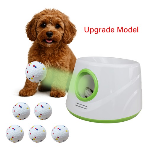 Automatic Dog Ball Launcher Indoor Outdoor Fetch Toy Thrower Small Medium 6 Ball