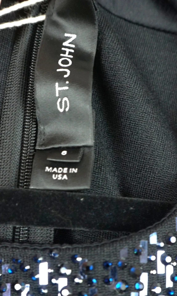 VESTIDO DE NOCHE ST JOHN CON LENTEJUELAS NEGRO TALLA 8 Foto 3 de 4