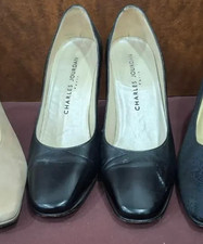 Vintage Charles Jourdan Womens Black Leather Heels Size 9