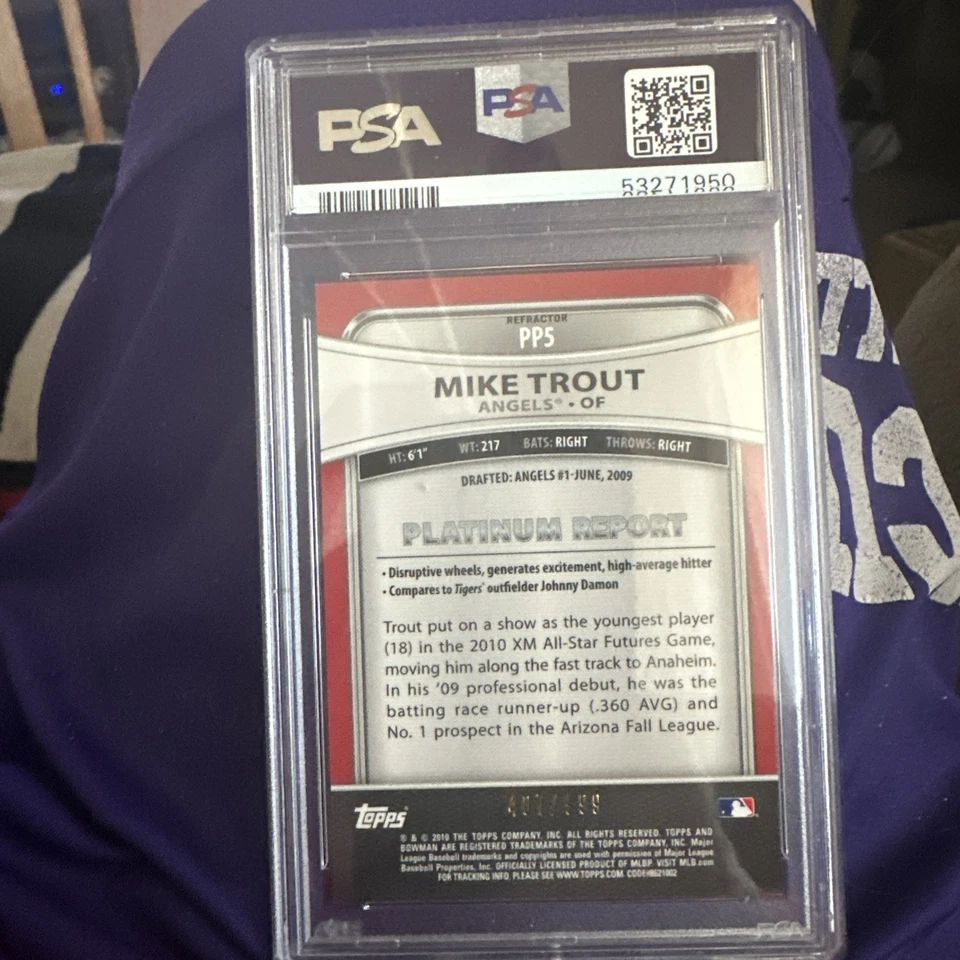 Bowman Platinum 2010 - Prospects Mike Trout #PP5 PSA 8 refractor/999 (RC) Foto 2 de 3