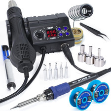 882D Soldering Iron Station 2-IN-1 SMD Hot Air Rework Station with 2 Spools of S