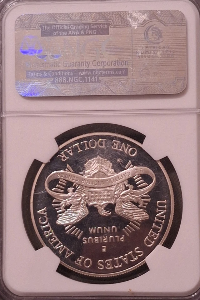2001-P Capitol Visitor Center $1 NGC PF69UCAM 90% Silver Commemorative Dollar - Image 2 of 2
