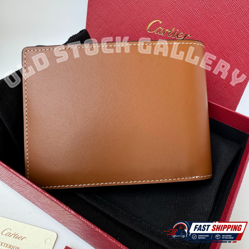 Cartier Must De Cartier Caramel Leather Bifold Wallet. Vintage Set Rare Gift.
