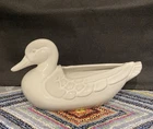 Vintage Frankoma Pottery Mallard Duck Planter White Sands Glaze @ 10" Ada Clay ?